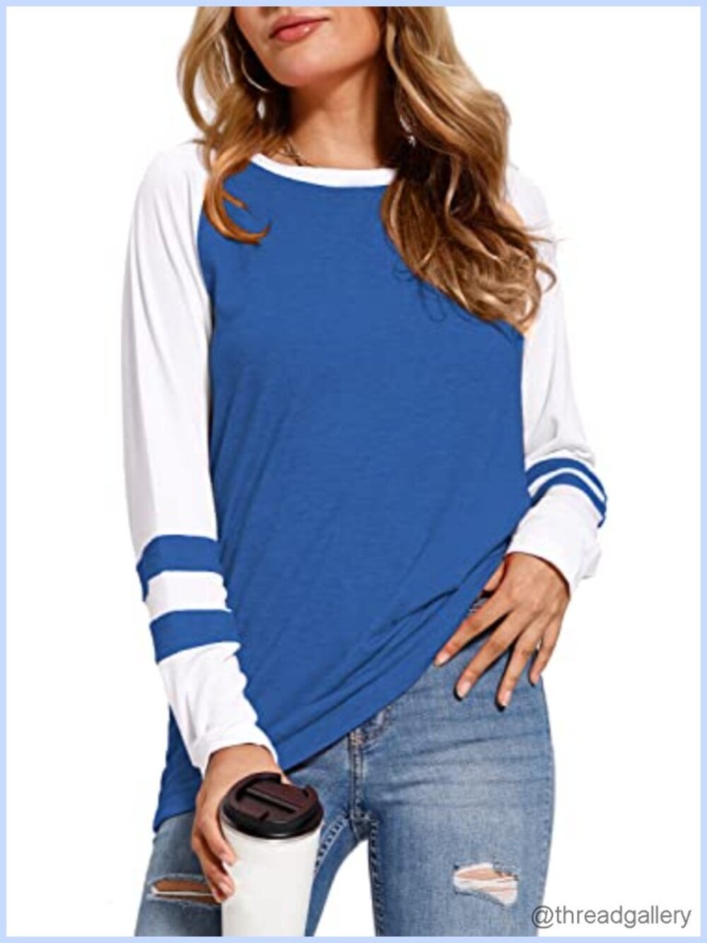 Womens Long Sleeve Striped Tunic Top Loose Fit Crewneck Casual Tee